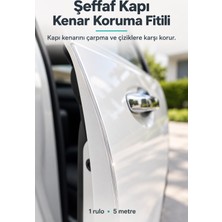 Evgereçlerim Araç Kapı Kenar Koruma Fitili Şeffaf Kendinden Yapışkanlı 5 Metre U Tip Geçme Şerit