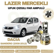 OtoÇizgi Dacia Sandero 2008 - 2012 Mercek LED Ufuk Çizgili Far Ampulü LED Şimşek Etkili