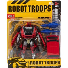 Asya Oyuncak Transform Set Robot ve Araba 2'si 1 Arada Figür Seti Kırmızı