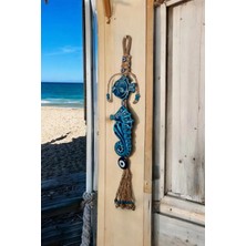 Revard Home Nazar Boncuklu Seramik Deniz Atı ve Balık Desenli Parlak Dekoratifli Çok Amaçlı Süs Eşyası 9X56 cm