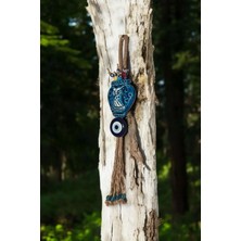Revard Home Nazar Boncuklu Gizemli Baykuş Figürlü Seramik El Yapımı Dekoratif Duvar Süsü Eşyası 7,5X35 cm