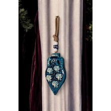 Revard Home Nazar Boncuklu Seramik Testi Desenli Üzüm ve Yaprak Dekoratifli Büyük Çok Amaçlı Süs Eşyası 12X20 cm