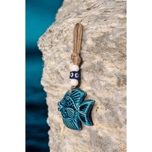 Revard Home Nazar Boncuklu Bereket Simgesi Balık Seramik El Yapımı Dekoratif Duvar Süsü Eşyası 8x9 cm