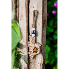 Revard Home Nazar Boncuklu Neşeli Turuncu Kuş Figürlü El Yapımı Seramik Duvar Süs Eşyası 9X10 cm