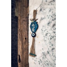 Revard Home Nazar Boncuklu Sevimli Kedi Figürlü Seramik El Yapımı Dekoratif Duvar Süsü Eşyası 7,5X35 cm