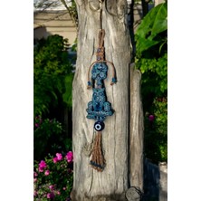 Revard Home Nazar Boncuklu Seramik Ağaç ve Baykuş Desenli Dal Dekoratifli Çok Amaçlı Duvar Süs Eşyası 12X54 cm