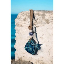Revard Home Nazar Boncuklu Seramik Turkuaz Balık Figürlü Dekoratif Süs Eşyası 8x9 cm