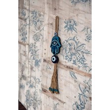 Revard Home Nazar Boncuklu Seramik Fatma Ana Eli Figürlü El Yapımı Dekoratif Duvar Süsü Eşyası 7X36 cm