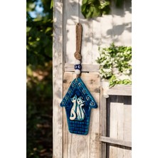 Revard Home Nazar Boncuklu Seramik Sevgili Kediler Desenli Mutlu Ev Dekoratifli Çok Amaçlı Duvar Süsü 15X19 cm