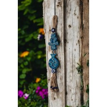 Revard Home Nazar Boncuklu Seramik Daldaki Baykuş Desenli Nar Meyve Dekoratifli Çok Amaçlı Duvar Eşyası 7X40 cm