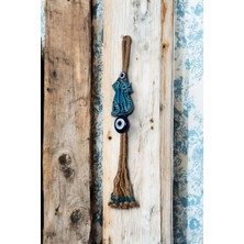 Revard Home Nazar Boncuklu Seramik Ikiz Sevimli Kedi Figürlü El Yapımı Dekoratif Duvar Süsü Eşyası 6X36 cm