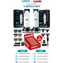 Vgr Profesyonel Saç Sakal Tıraş Makinesi 2'li Set | V-887C & V-887T & Tadelle Hediye 20'li