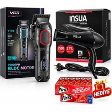 Vgr Tıraş Makinesi Seti | V-016 Bldc Motor + Insua 5200 Fön Makinesi + 24'lü Sakız Hediyeli