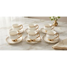 Tekbir ARTWORKS  12 PARÇA BEYAZ GOLD PORSELEN KAHVE FİNCAN TAKIMI ( 6 kişilik )