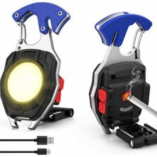 Smayling 6'sı 1 Arada Anahtarlık Fener, Cob LED Mini El Feneri, Type-C Şarjlı, 7 Aydınlatma Modu, Karabinalı Çok Amaçlı Kamp Feneri, Şişe Açacağı, Tornavida, Ip Kesici, Mıknatıslı Acil Durum Feneri
