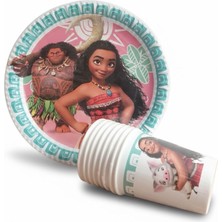 Cadde Süs Moana Temalı Tabak Bardak 8'li Set