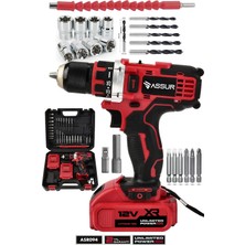 Assur 12V Çift Akülü Matkap Metal Şanzıman Akülü Vidalama