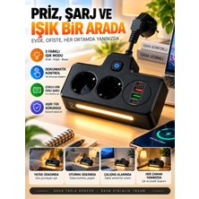 Matechno 2 Soketli Çoklu Priz | PD20W Type-C + Qc3.0 Hızlı Şarj | 2 USB 3.4A Çıkış | Dokunmatik 3 Kademeli Gece Lambası | Açma/kapama Anahtarı | Aşırı Akım, Aşırı Voltaj ve Isınma Korumalı Çoklu Priz