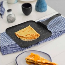 Kitchenboost Eda Granit Kare Döküm Krep Tava 26 cm Pankek Krep Omlet Sahan Tavası
