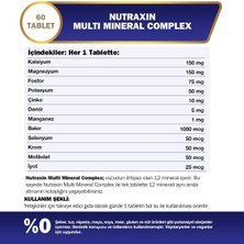 Multi Mineral Complex | 12 Mineral Içeren Takviye | Vegan | 60 Tablet | Kalsiyum, Magnezyum, Çink