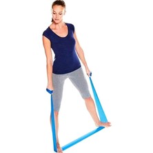 120X15 cm Pilates Bandı, Mavi, Orta Sertlik, Uzun Direnç Lastiği
