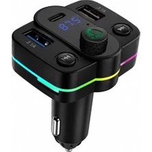 Bluetooth Fm Transmitter Araç Çakmaklıl Girişli Mp3 Çalar Type-C + Çift USB Şarj Cihazı 5V 3