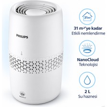 Philips Nanocloud Hava Nemlendirici 2 L Su Hazneli 31 M² Alan Etkili 190 Ml/sa Nemlendirme 2 Hız Ayarlı Otomatik Kapanmalı Beyaz+ Tiftik Cihazı (Onerous)