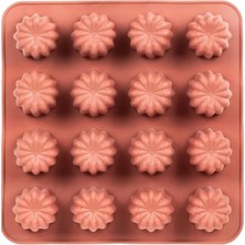 30042 Silikon 16LI Muffin Kalıbı Çiçek Kek Kalıbı Kalıbı Kiremit 25 * 25CM
