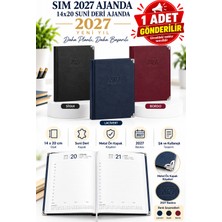 Sim 2027 Suni Deri Günlük Çizgili Ajanda 14 × 20 cm
