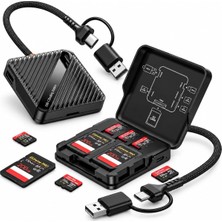5 Kart Yuvalı USB 3.0 Hafıza Kartı Okuyucu, Usb-A ve Type-C Çift Girişli Sd/tf, 5 Gbps Yüksek