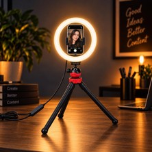 Tr 20 cm 8 Inç LED Halka Işık Ahtapot Tripod Telefon Tutucu M-20