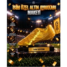 Flexis Isime Özel Altın Ayakkabı Futbol Ödülü Maketi Dekoratif Kupa
