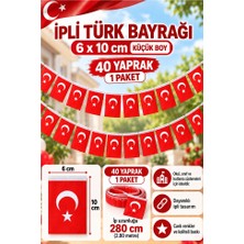 ArtMaster Ipli Bayrak Küçük Boy 40'lı 6X10CM 1 Paket Türk Bayrağı Kağıt Ipli Sıralı Ayyıldız Bayrak Sınıf Süsü Okul Bayram