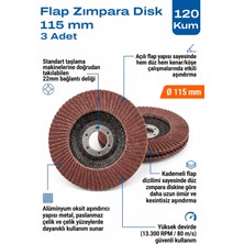Azimli 115 mm Flap Zımpara Diski 120 Kum 3 Adet Açılı Metal Taşlama Ucu
