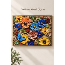 Farbu Oyuncak 500 Parça Mozaik Çiçekler Puzzle Renkli Çiçek Tasarımlı Yüksek Baskı Kaliteli 48 x 33 cm Puzzle