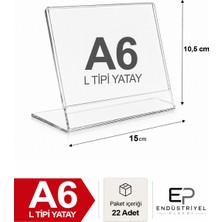 22 Adet A6 L Tipi Yatay 10,5X15 cm Şeffaf Pleksi Masaüstü Föylük Belge Sunum Standı Menü ve Fiyatlık Premium Ürün