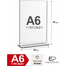 39 Adet A6 T Tipi Dikey 10,5X15 cm Şeffaf Pleksi Masaüstü Föylük Belge Sunum Standı Menü ve Fiyatlık Premium Ürün