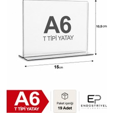 19 Adet A6 T Tipi Yatay 10,5X15 cm Şeffaf Pleksi Masaüstü Föylük Belge Sunum Standı Menü ve Fiyatlık Premium Ürün