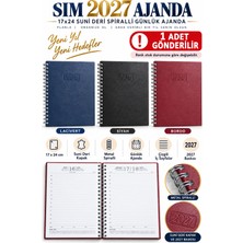 Sim 2027 Suni Deri Spiralli Günlük Çizgili Ajanda 17 × 24 cm