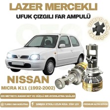 OtoÇizgi Nissan Micra  1992 - 2002 Mercek LED Ufuk Çizgili Far Ampulü LED Şimşek Etkili