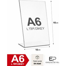 84 Adet A6 L Tipi Dikey 10,5X15 cm Şeffaf Pleksi Föylük Resimlik Stand Üstü Sergileme Etiketlik Fiyatlik Premium Ürün