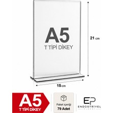 79 Adet A5 T Tipi Dikey 21X15 cm Şeffaf Pleksi Föylük Resimlik Stand Üstü Sergileme Etiketlik Fiyatlik Premium Ürün