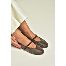 Fox Shoes Z820055514 Kahverengi Işıltılı Kadın Babet