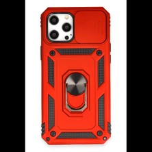 Apple iPhone 12 Pro Max Kılıf Pars Lens Yüzüklü Silikon - Kırmızı