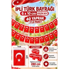 ArtMaster Ipli Bayrak Küçük Boy 40'lı 6X10CM 3 Paket Türk Bayrağı Kağıt Ipli Sıralı Ayyıldız Bayrak Sınıf Süsü Okul Bayram