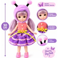 Samatlı Starry Sky Doll Kelebek Kostümlü Bebek 30 cm Mor Saçlı Peluş Şapkalı Oyuncak Bebek 3+ Yaş