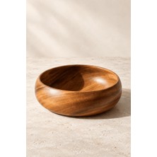Atbyhome Akasya Salata Kasesi 25.4 cm - Yuvarlak Mutfak Tezgah Üstü Meyvelik Sunum Kasesi Derin Çukur Kase  