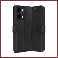 Storeşahin Reno 14 Uyumlu Trend S Plus Kapaklı Kılıf - Siyah SHN0720