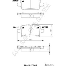 Kale Balata Arka Fren Balatası Opel Astra K 1.0-1.4-1.4t-1.6t-1.6 Cdtı 2016-2022 106.5X46.3X16.6
