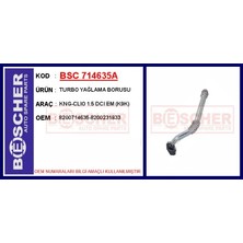 Bescher Turbo Yağlama Borusu Kangoo - Clio 1.5 Dcı Eski Model K9K Alüminyum Boru